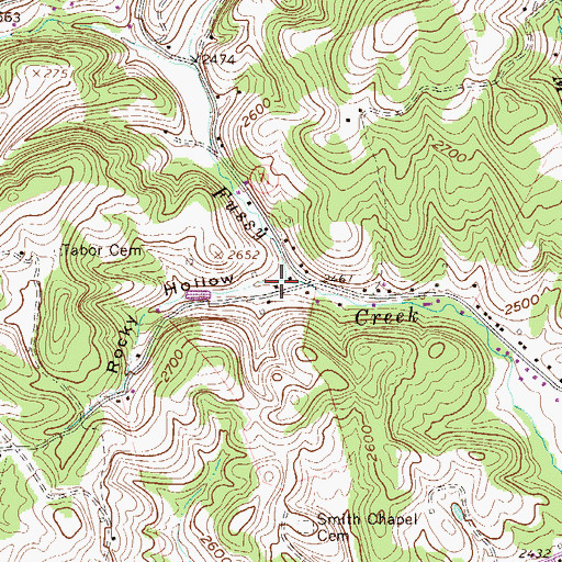 Topographic Map of Rocky Hollow, WV