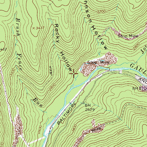 Topographic Map of Rocky Hollow, WV