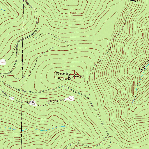 Topographic Map of Rocky Knob, WV