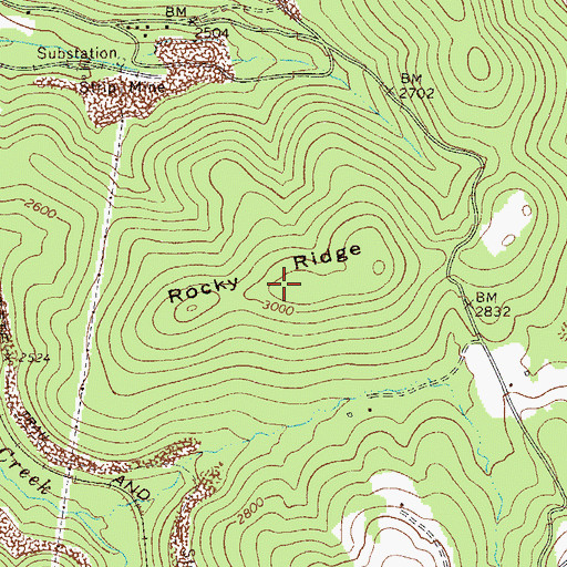 Topographic Map of Rocky Ridge, WV