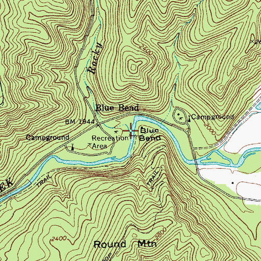 Topographic Map of Rocky Run, WV