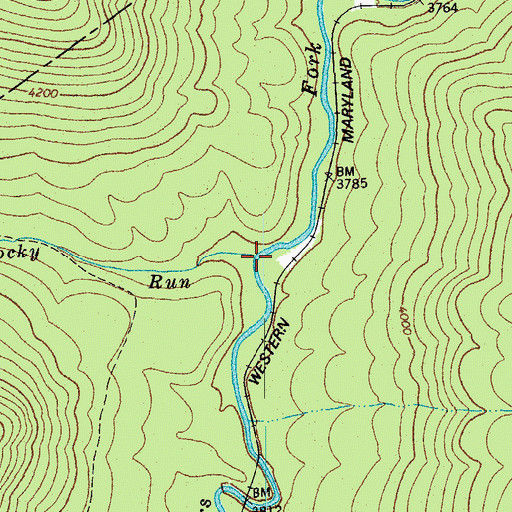 Topographic Map of Rocky Run, WV