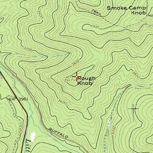 Topographic Map of Rough Knob, WV