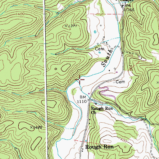 Topographic Map of Rough Run, WV