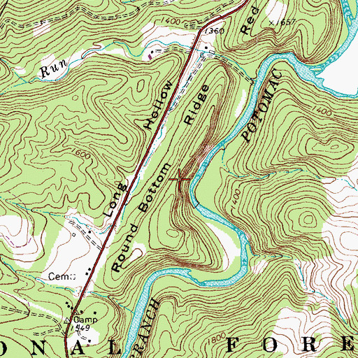 Topographic Map of Round Bottom Ridge, WV