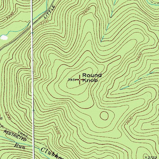 Topographic Map of Round Knob, WV