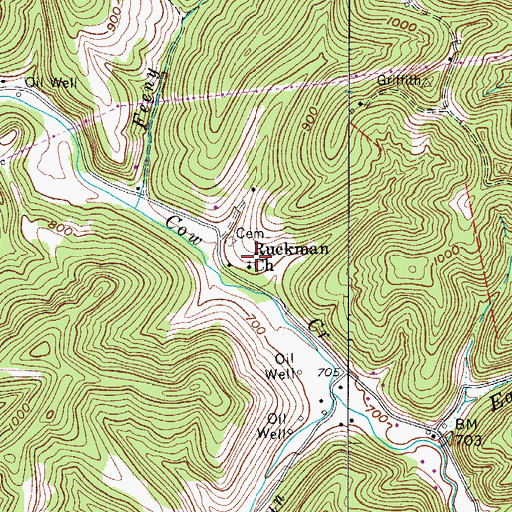 Topographic Map of Ruckman Church, WV
