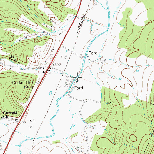 Topographic Map of Rush Lick Run, WV