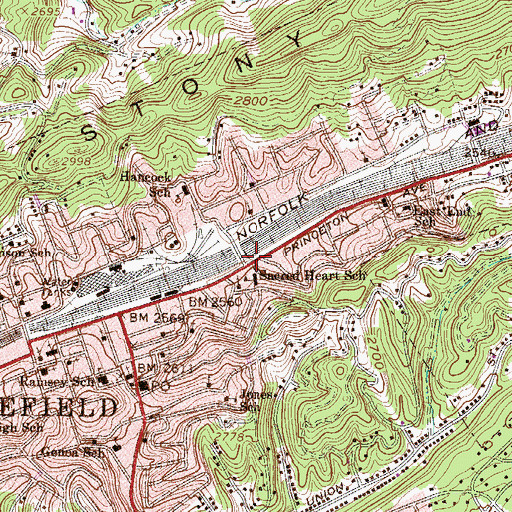 Topographic Map of Sacred Heart School, WV