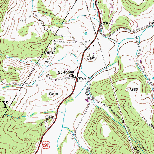 Topographic Map of Saint Johns Church, WV
