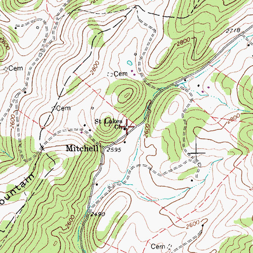 Topographic Map of Saint Lukes Church, WV