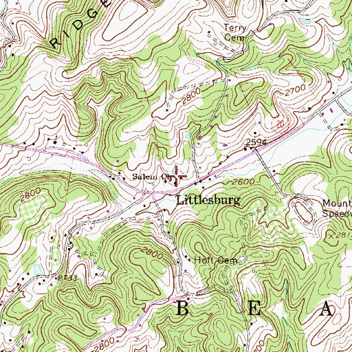 Topographic Map of New Salem United Methodist Church, WV