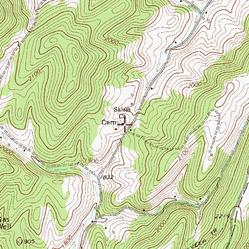 Topographic Map of Salem Church, WV