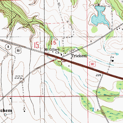 Topographic Map of Trickem, AL