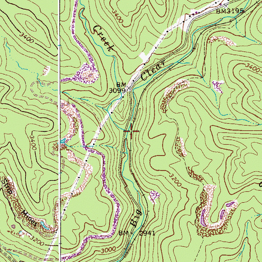 Topographic Map of Sam Creek, WV