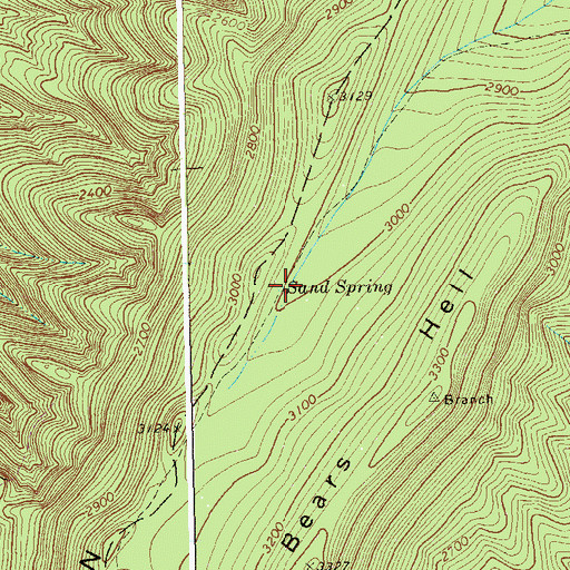 Topographic Map of Sand Spring, WV