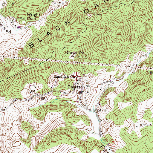 Topographic Map of Sandlick Church, WV