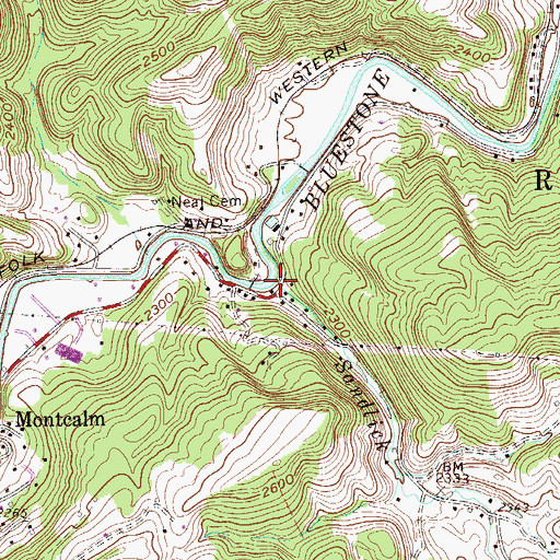 Topographic Map of Sandlick Creek, WV