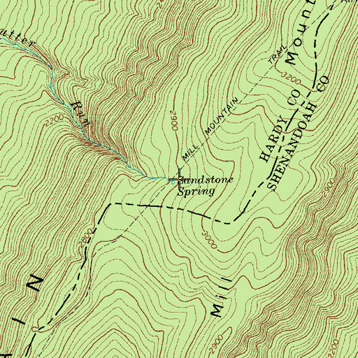 Topographic Map of Sandstone Spring, WV
