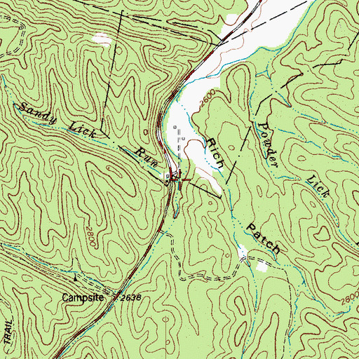 Topographic Map of Sandy Lick Run, WV