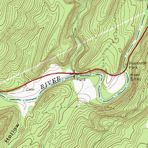 Topographic Map of Sauerkraut Run, WV