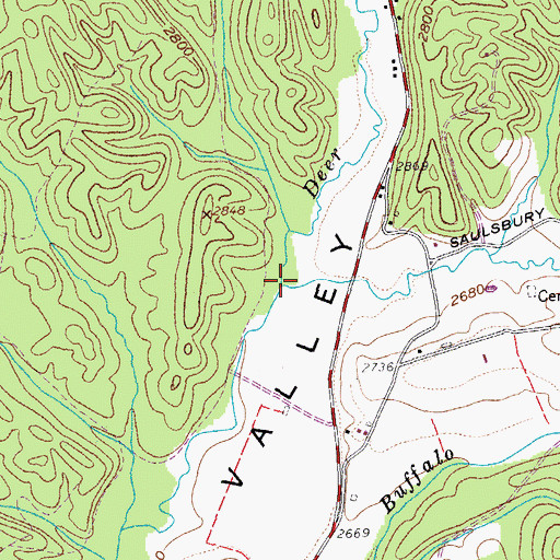Topographic Map of Saulsbury Run, WV