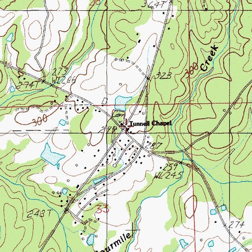 Topographic Map of Tunnell Chapel Baptist Church, AL