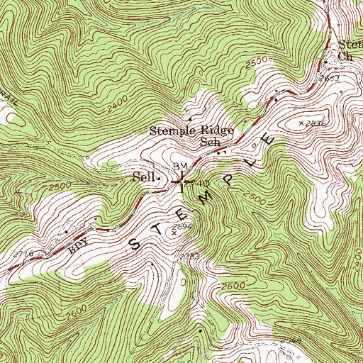 Topographic Map of Sell, WV