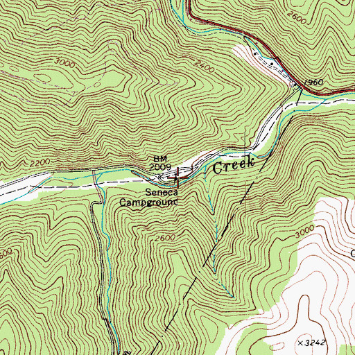 Topographic Map of Seneca Campground, WV