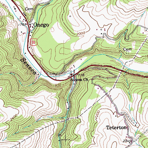 Topographic Map of Seneca Church, WV