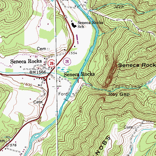 Topographic Map of Seneca Creek, WV