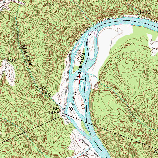 Topographic Map of Seven Islands, WV