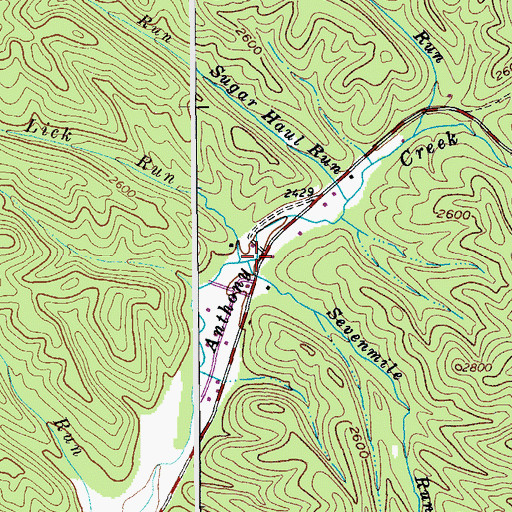 Topographic Map of Sevenmile Run, WV