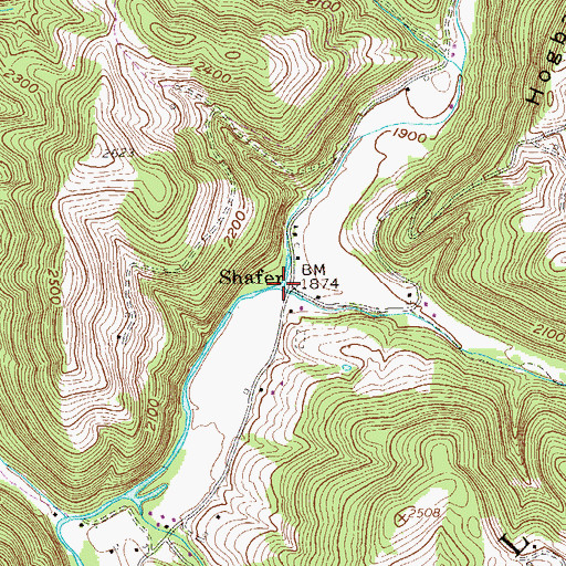 Topographic Map of Shafer, WV
