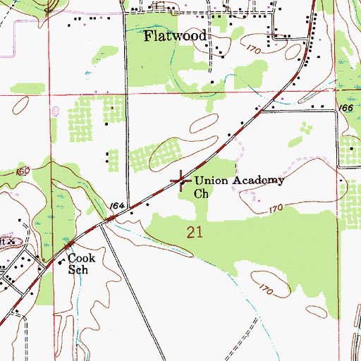 Topographic Map of Union Academy Baptist Church, AL