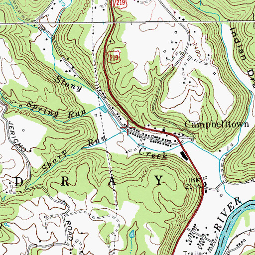 Topographic Map of Sharp Run, WV
