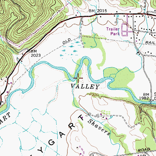 Topographic Map of Shavers Run, WV