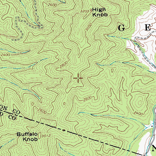 Topographic Map of Shaws Ridge, WV