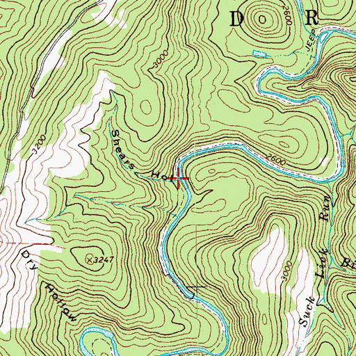 Topographic Map of Shears Hollow, WV