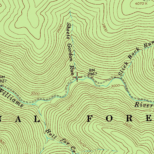 Topographic Map of Sheets Gordon Run, WV
