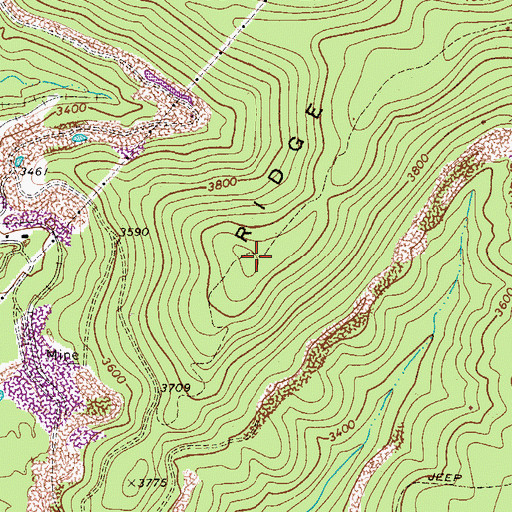 Topographic Map of Shellcamp Ridge, WV