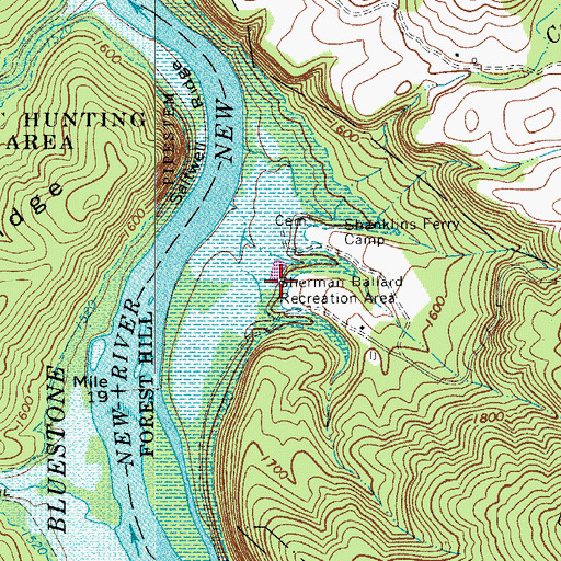 Topographic Map of Sherman Ballard Recreation Area, WV