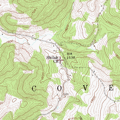 Topographic Map of Shiloh Church, WV