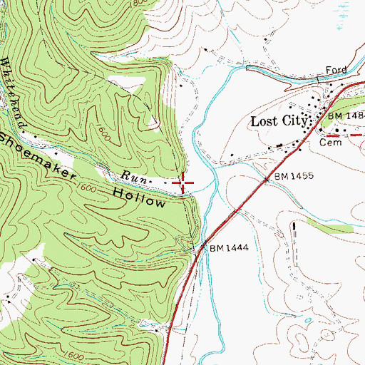 Topographic Map of Shoemaker Hollow, WV