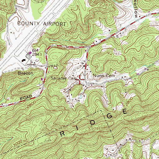 Topographic Map of Shrader Cemetery, WV