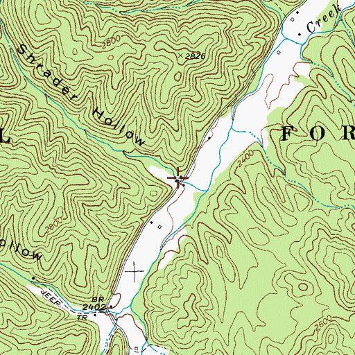 Topographic Map of Shrader Hollow, WV