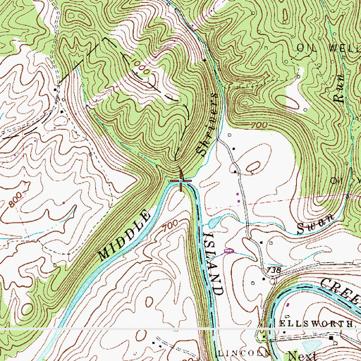Topographic Map of Shrivers Run, WV