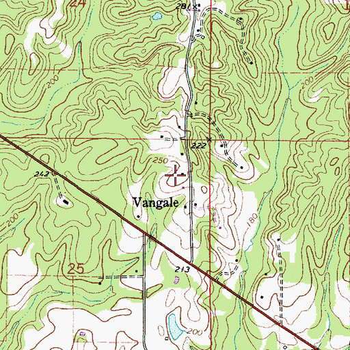 Topographic Map of Vangale, AL