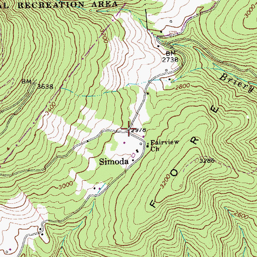Topographic Map of Simoda, WV
