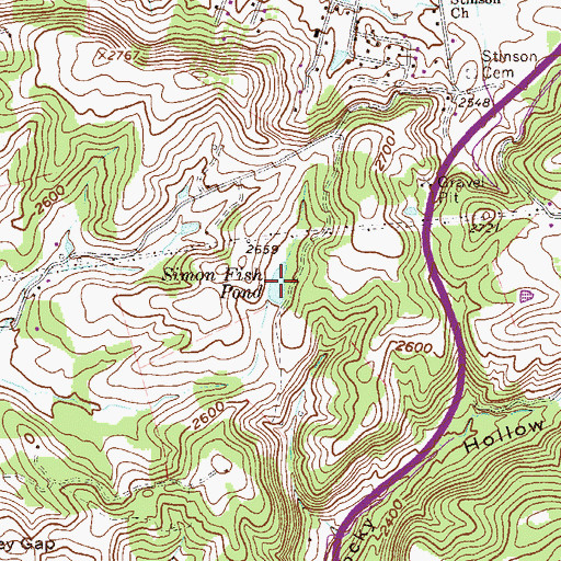Topographic Map of Simon Fish Pond, WV